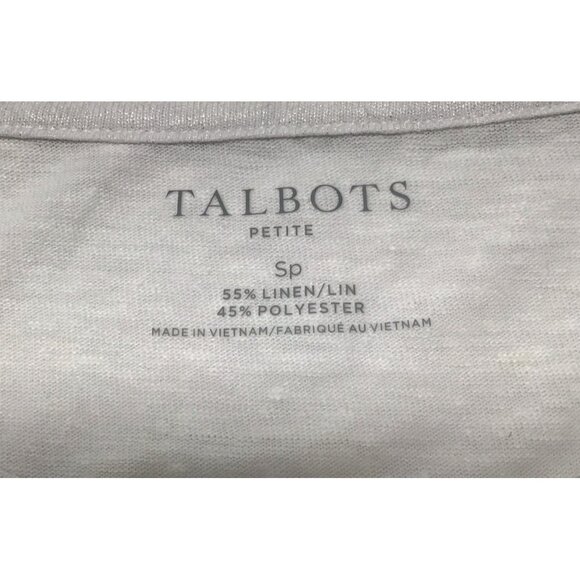 Talbots Petites SP  White with Gold Sparkle Linen Tee Top T-shirt Small Petite - Picture 5 of 8